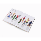 Open book with illustrated character designs and fashion from Love Pizza Book