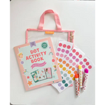 Pink reusable zippered pouch in whimsical kids activity kit