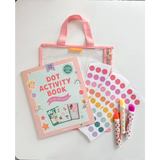 Pink reusable zippered pouch in whimsical kids activity kit