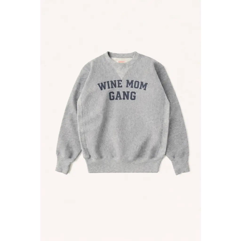 Gray heathered wine mom gang sweatshirt in unisex pullover