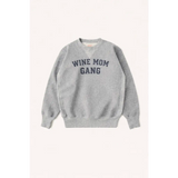 Gray heathered wine mom gang sweatshirt in unisex pullover
