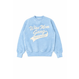 Light blue wine mom gang tie-dye sweatshirt with proud member banner