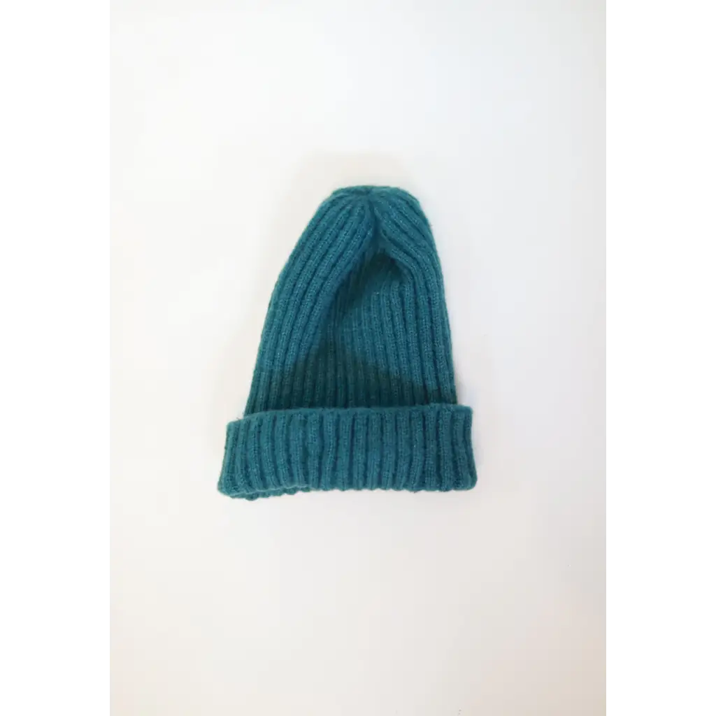 Teal ribbed knit winter beanie from our small collection of super soft beanies