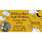 Flyer for Witching Hour Craft Workshop featuring polished prints and stylish womens clothes