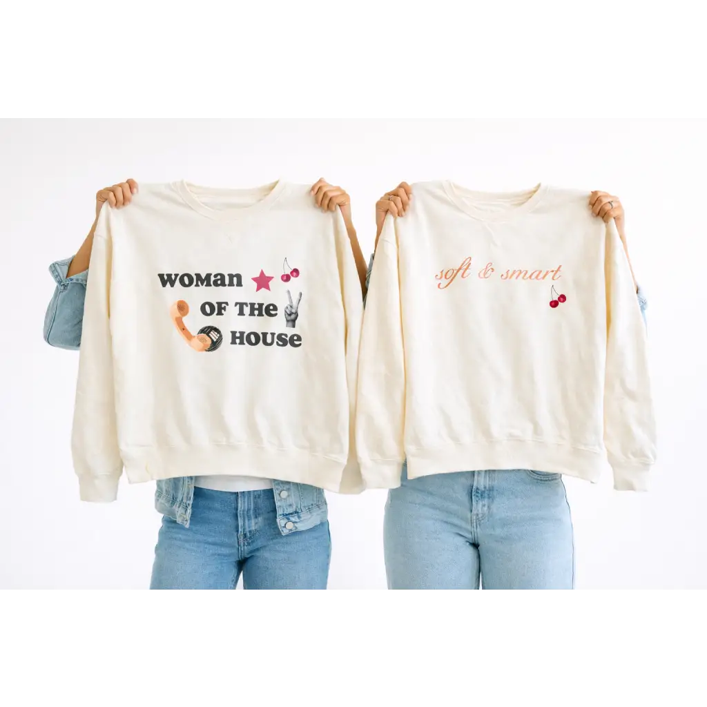 Ultra soft Woman of the House unisex pullover with polished prints