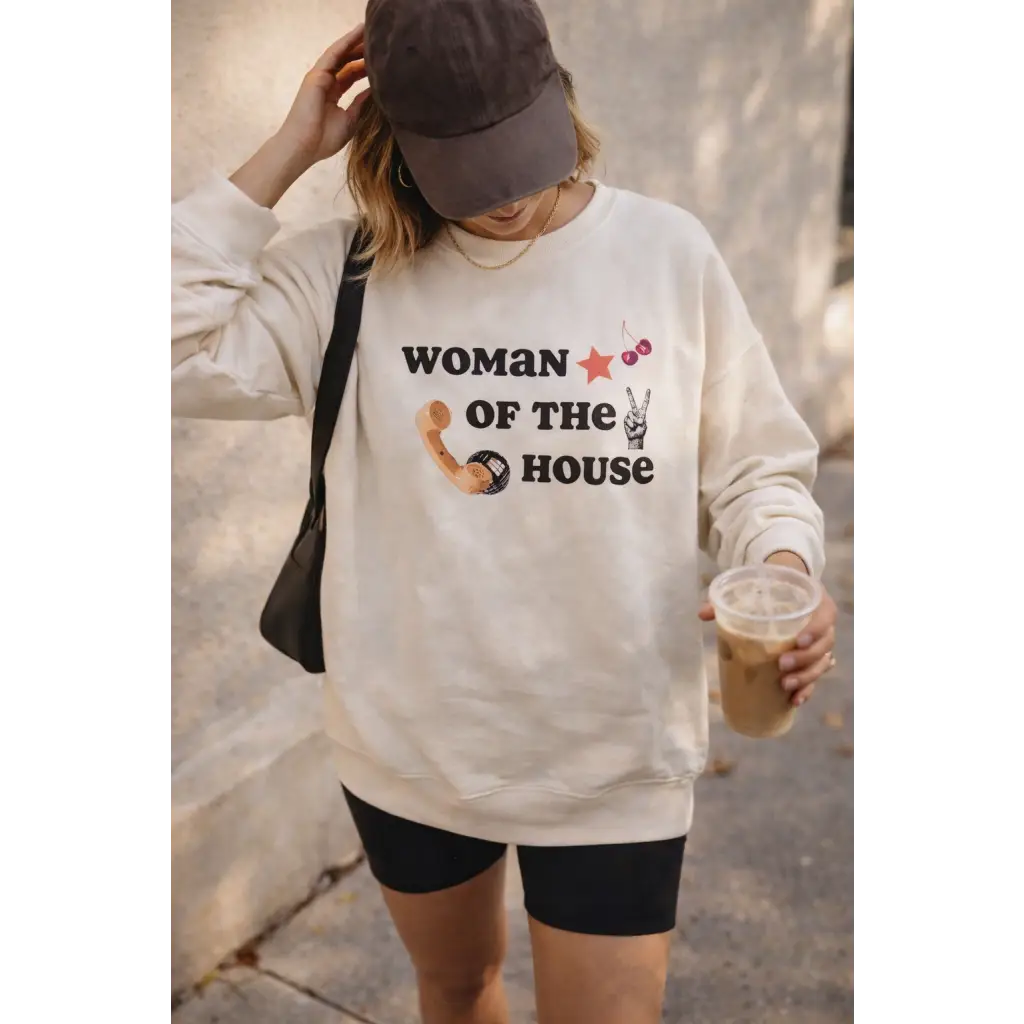 Ultra soft Woman of the House sweatshirt with polished prints