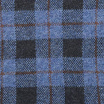 Blue and grey plaid tweed fabric car coat with polished prints for stylish womens clothes