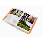 Open photo book showcasing dynamic photos and text on changing conventional habits