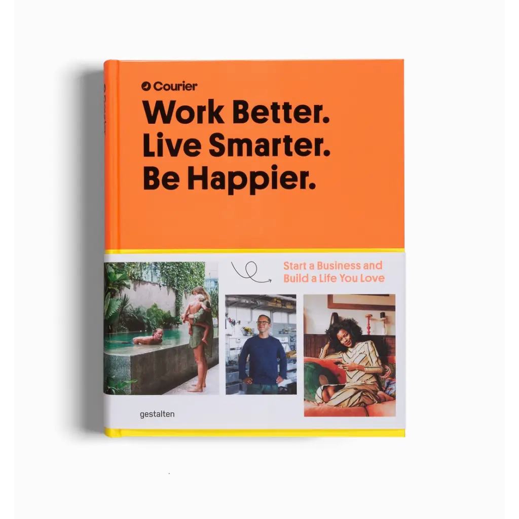 Orange hardcover book Work Better Live Smarter Be Happier on changing conventional habits