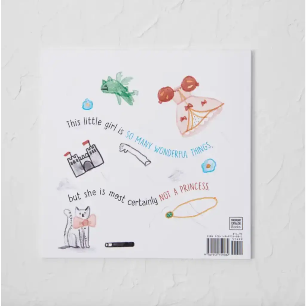 Back cover of You Are Not a Princess by Mélanie Berliet with whimsical doodles for beautifully messy existences