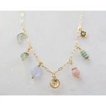 Zodiac air charm necklace with moon, star, pastel gems
